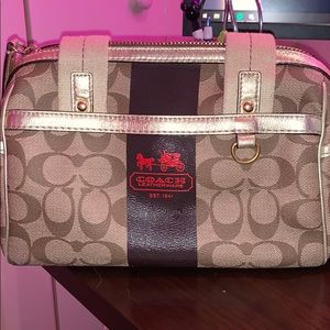 Coach Heritage Stripe Satchel Gold